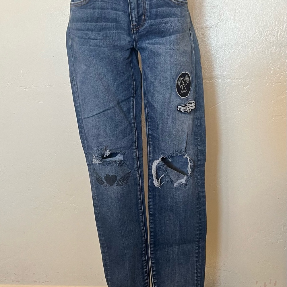 American Eagle Outfitters Blue Patched Jeans